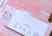 การ์ดแต่งงาน Boarding Pass Pink – Butsaba Printing