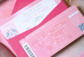 การ์ดแต่งงาน Boarding Pass Pink – Butsaba Printing